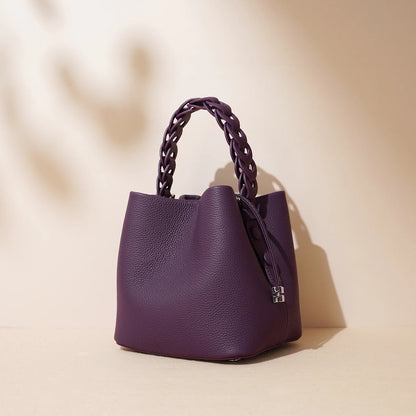 Genuine Leather Bucket Shoulder Bag
