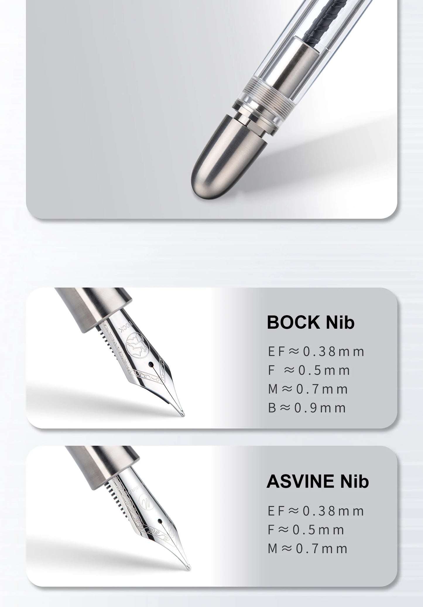 Premium Piston Fill Fountain Pen – Titanium & Acrylic
