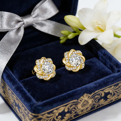 14K Gold Filled Floral Moissanite Stud Earrings
