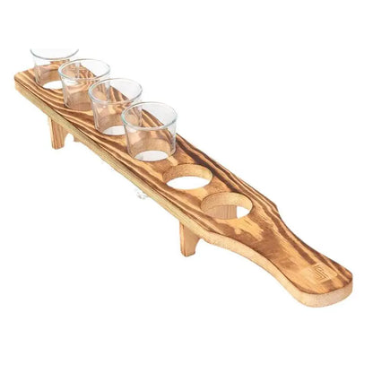 Wooden Tequila Glass Serving Tray Set