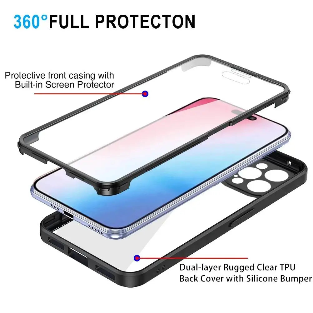 Full Coverage Anti-Scratch Bumper Case for iPhone 12–17 Series