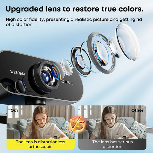 1080P FHD USB Webcam with Microphone for PC