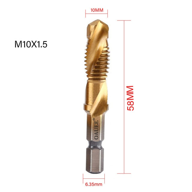 1/2/3/6Pcs Tap Drill Bit Hex Shank Titanium Plated HSS Screw Thread