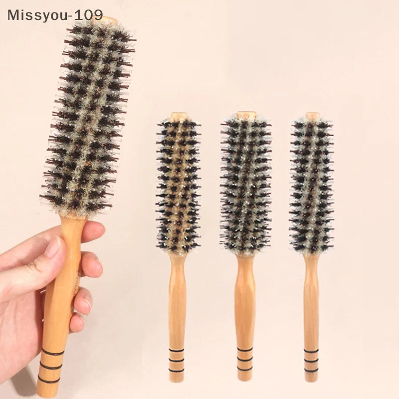 Natural Boar Bristle Wooden Round Hair Brush