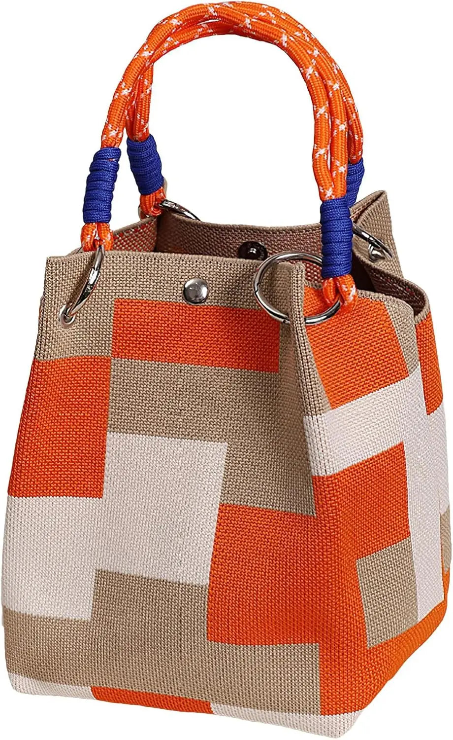 Mini Knitted Bucket Bag – Colorblock Women’s Handbag