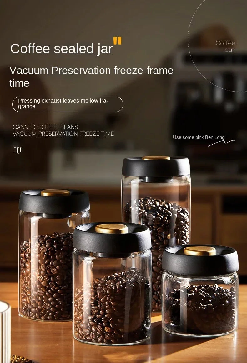 Vacuum Glass Coffee Bean Storage Jar