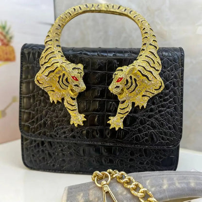 Elegant Croc-Texture Top Handle Handbag