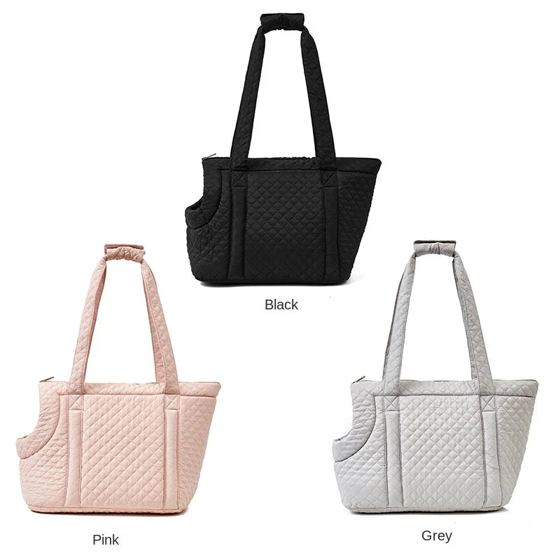 Quilted Pet Carrier Shoulder Bag
