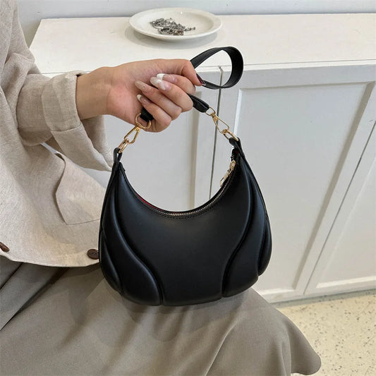 Women’s Half Moon PU Leather Shoulder Bag