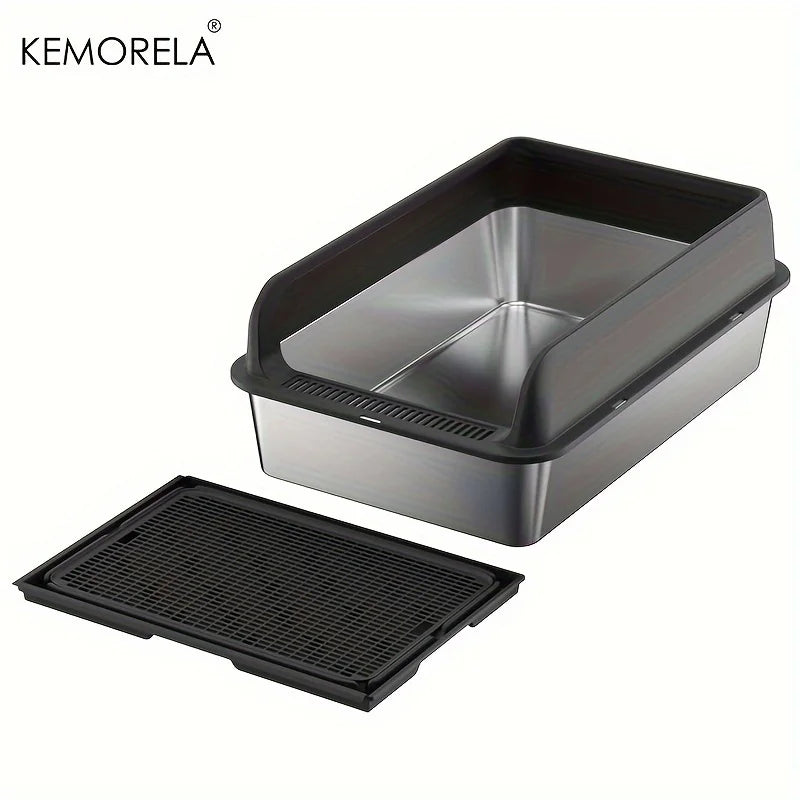 Extra Large Stainless Steel Cat Litter Box with Lid