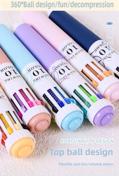 0.8mm Soft Grip Multi-Colour Ballpoint Pen for Drawing & Writing