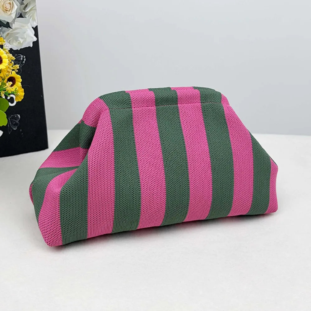 Bright Striped Knit Cloud Bag