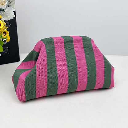 Bright Striped Knit Cloud Bag