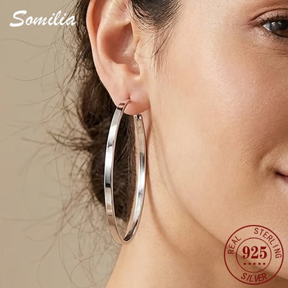 925 Sterling Silver Large Hoop Earrings