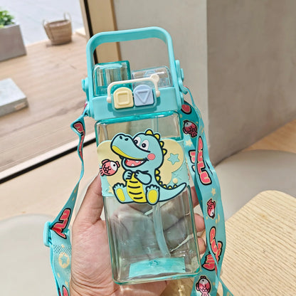 Kids Capybara Straw Water Bottle 750ml with Carry Strap
