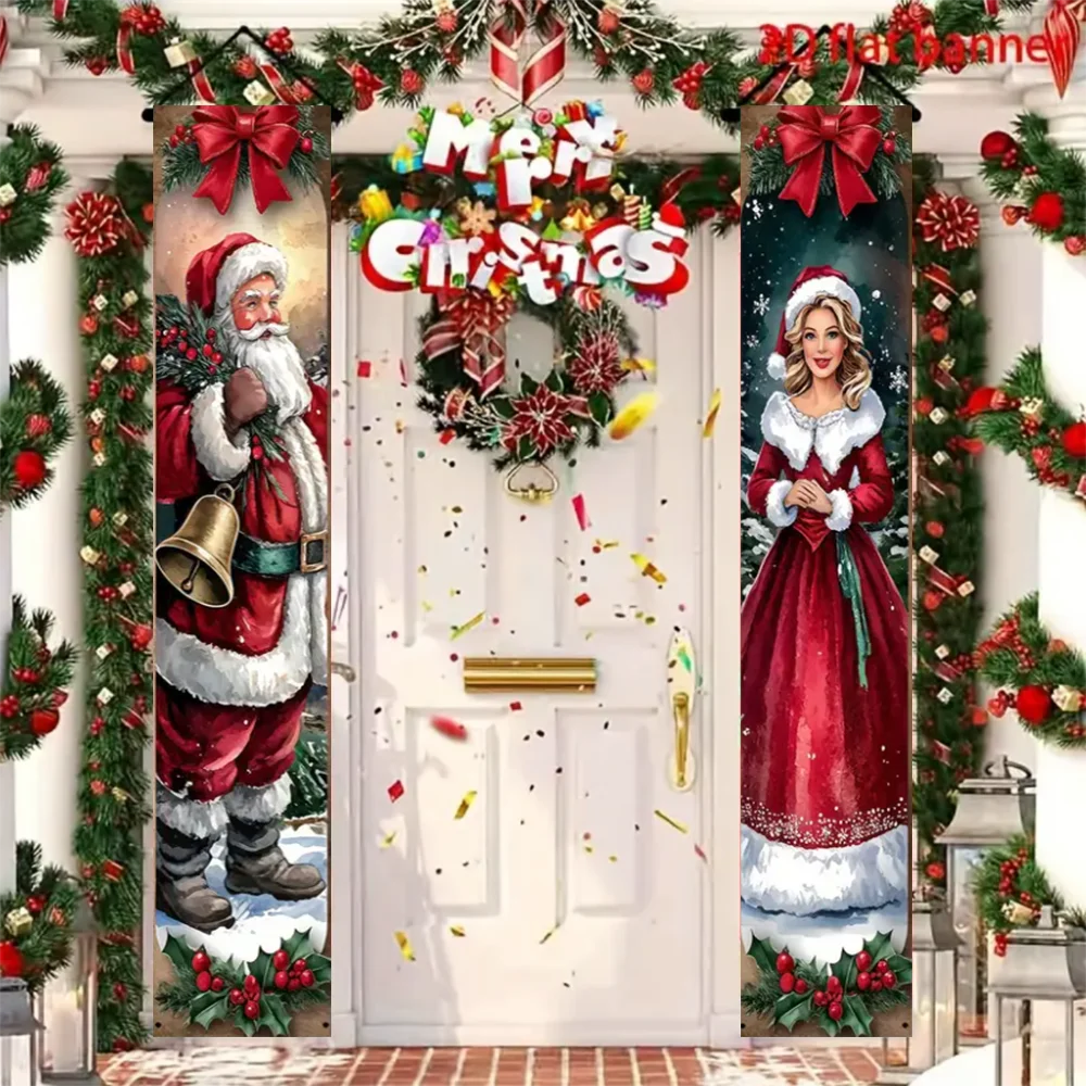 Santa & Snowman Christmas Door Banner