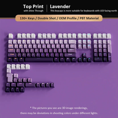134-Key Lavender Purple Shine-Through PBT Keycap Set