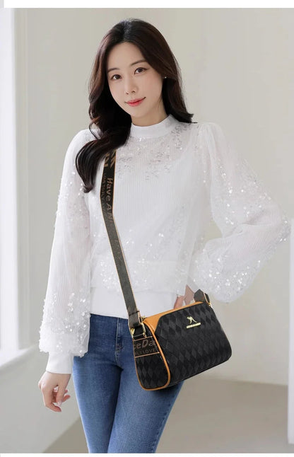 Plaid PU Leather Crossbody Shoulder Bag
