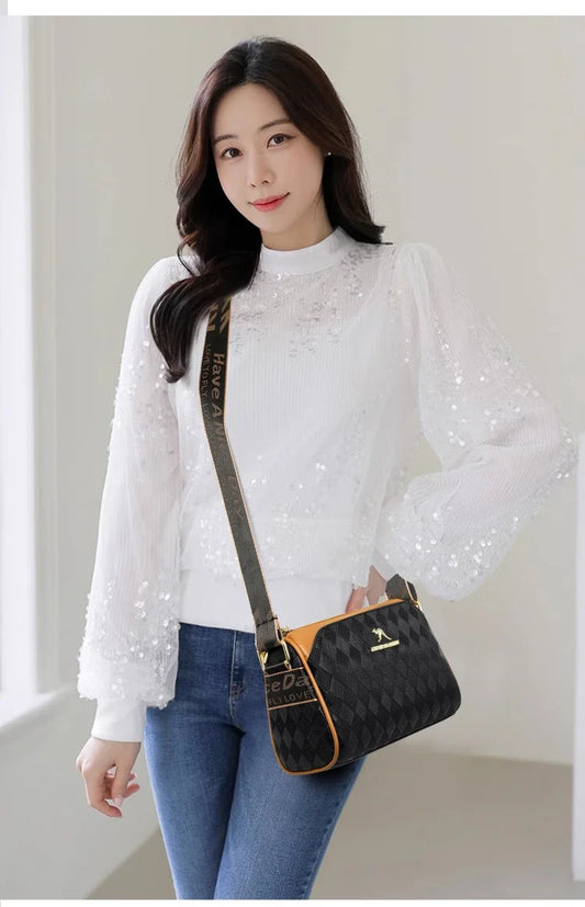 Plaid PU Leather Crossbody Shoulder Bag
