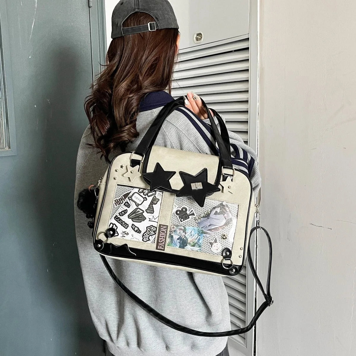 Transparent DIY Ita Shoulder Bag for Pins & Collectibles