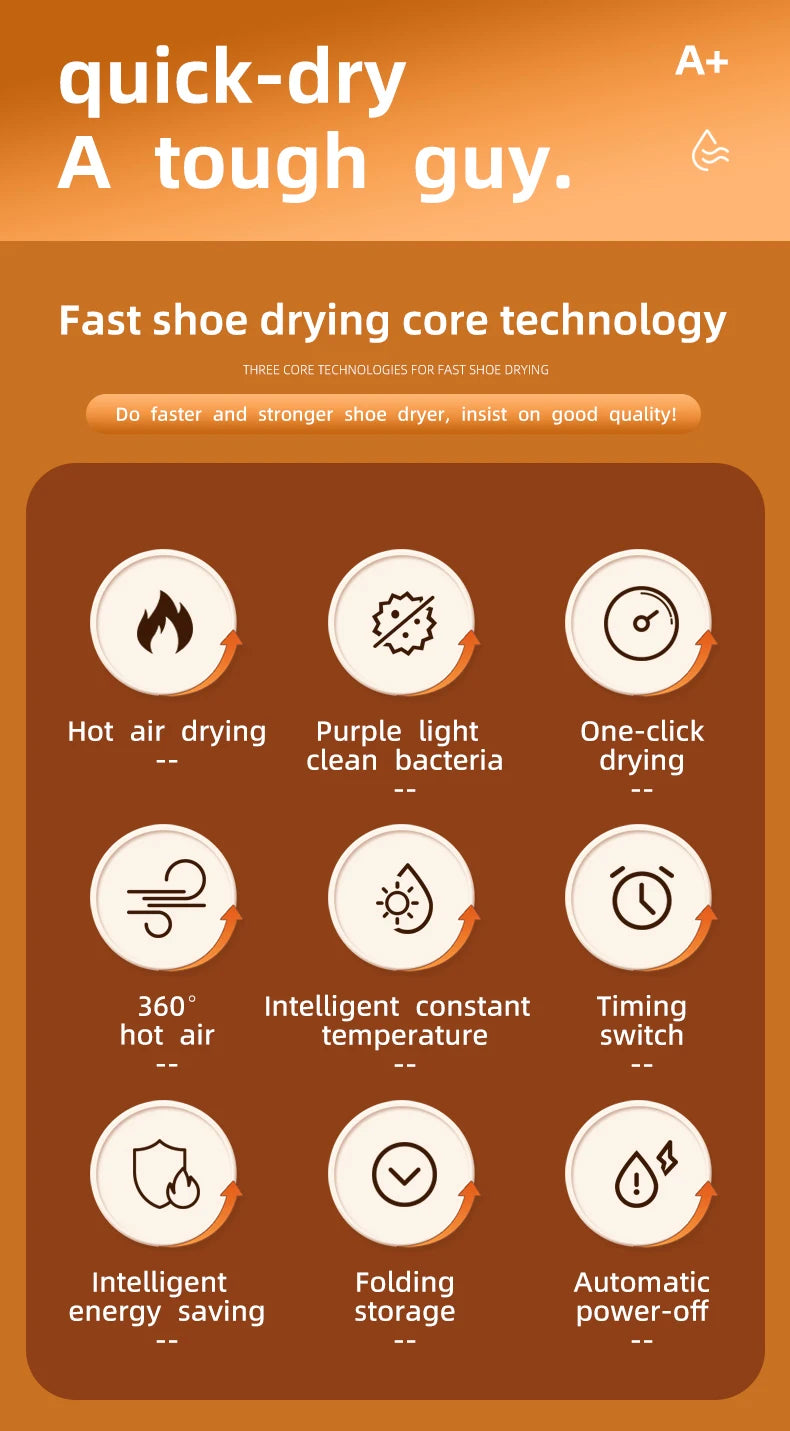 Intelligent Electric Shoe Dryer with Adjustable Timer