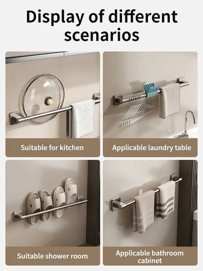 No-Drill Adhesive Bathroom Towel Bar & Rack