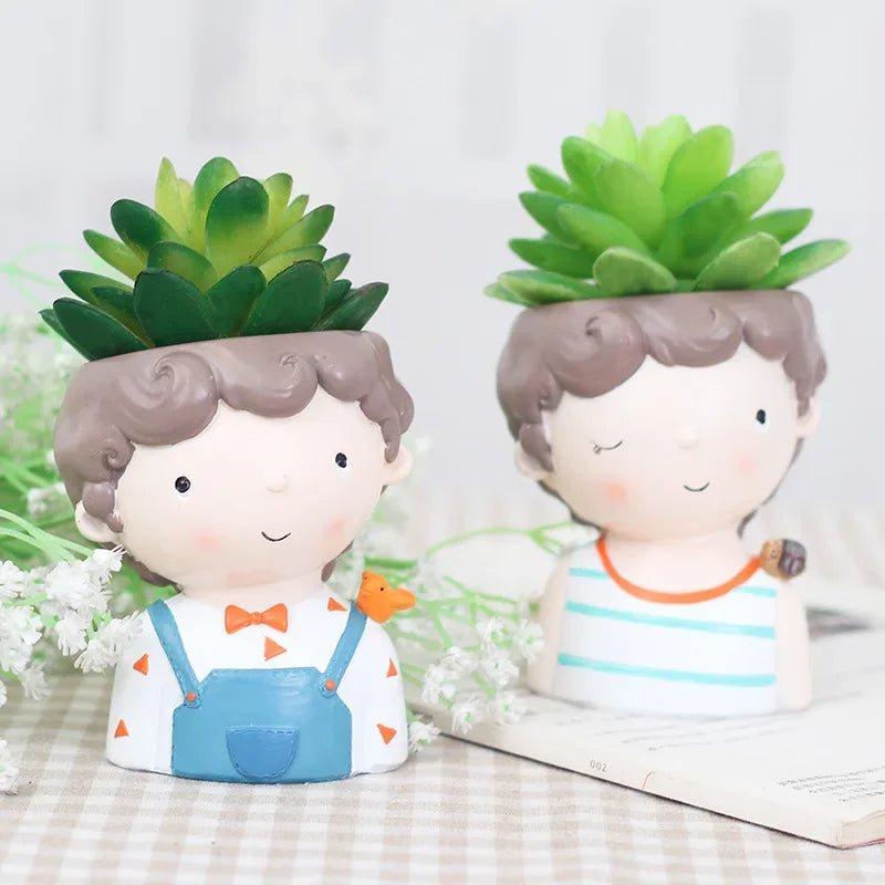 Hand-Painted Mini Portrait Plant Pot for Succulents & Cacti
