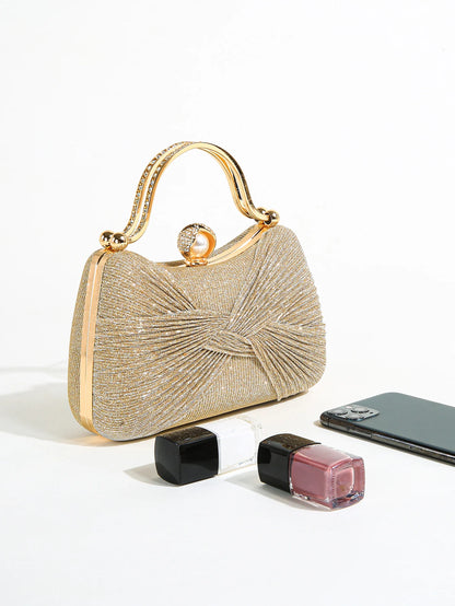 Ruched Glitter Evening Clutch Bag