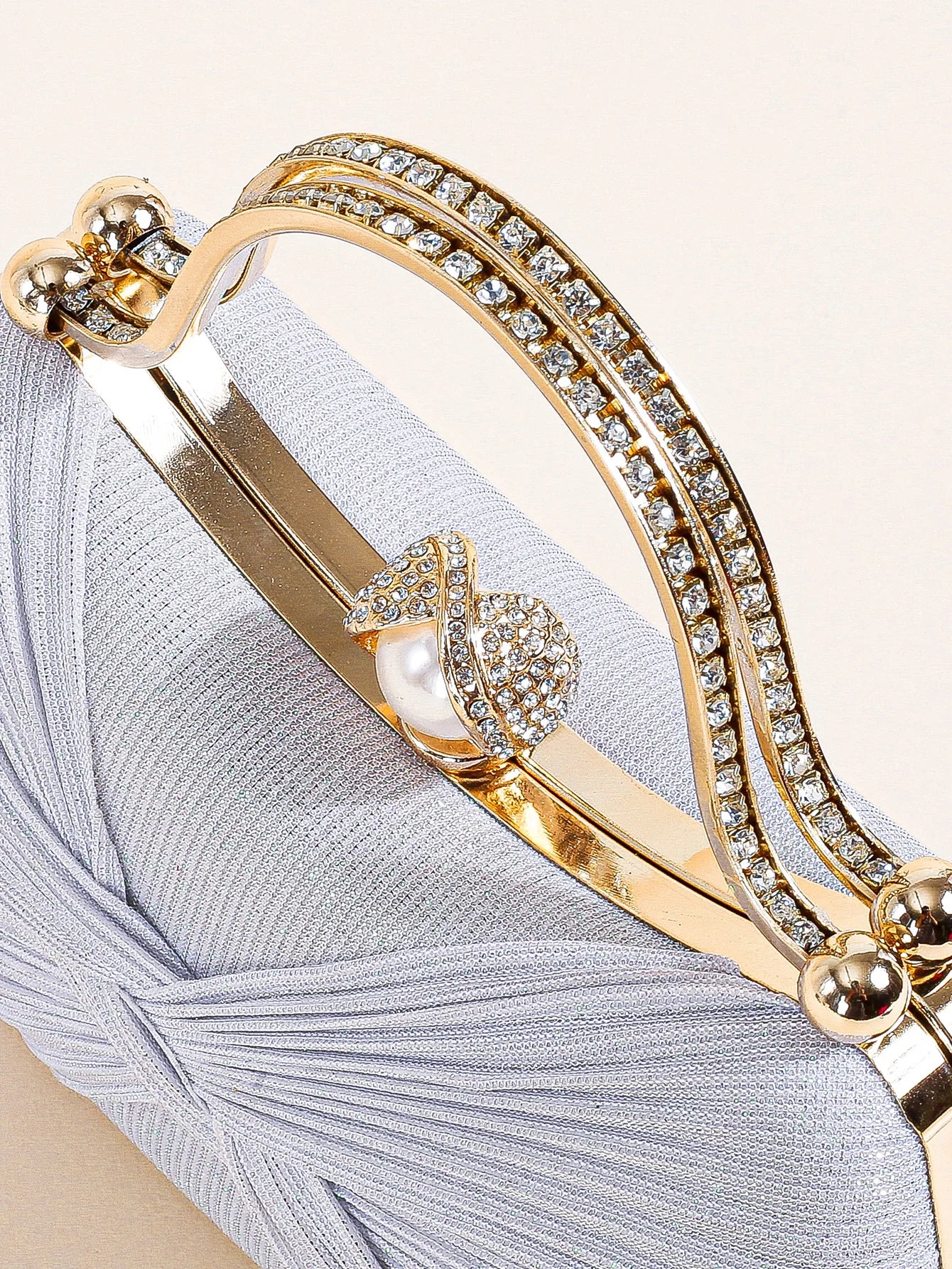 Ruched Glitter Evening Clutch Bag