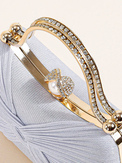 Ruched Glitter Evening Clutch Bag