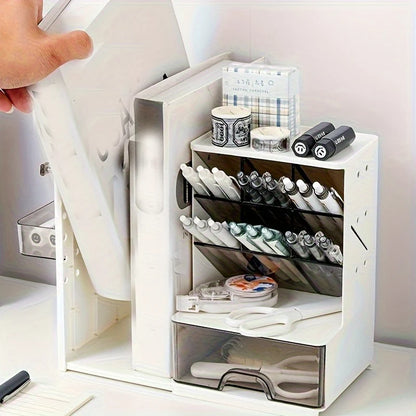 Multifunctional Desk Organizer with Retractable Bookend