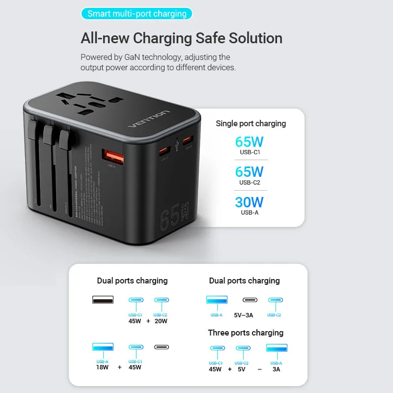 Vention Universal Worldwide Travel Adapter