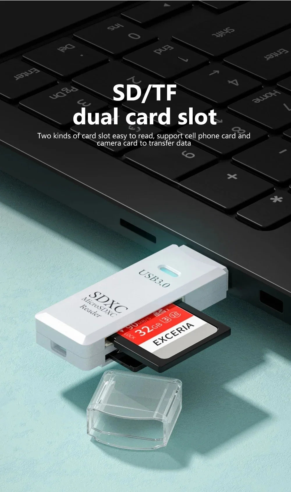 2-in-1 USB SD & TF Memory Card Reader