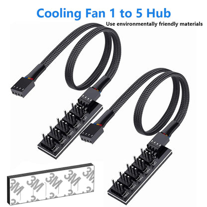 1-to-5 PWM Fan Hub Splitter Cable for PC Cooling
