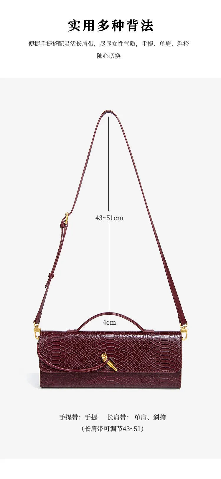 Luxury Snakeskin Top Handle Shoulder Bag