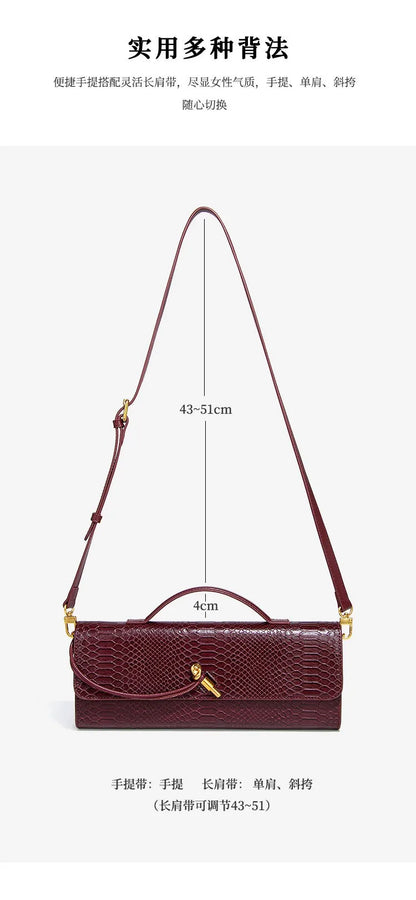 Luxury Snakeskin Top Handle Shoulder Bag