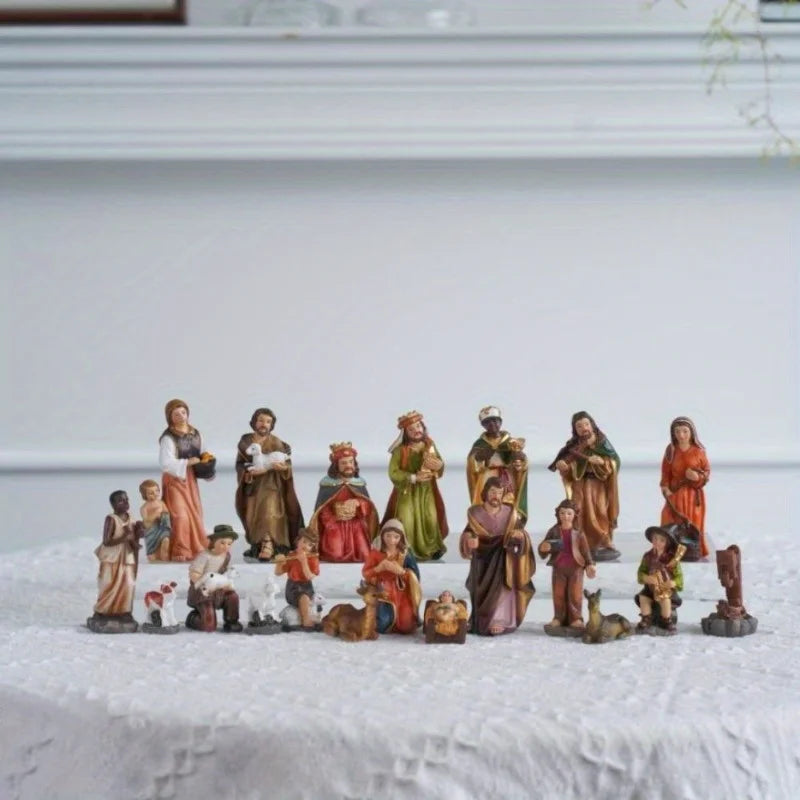 20-Piece Resin Christmas Nativity Figurine Set