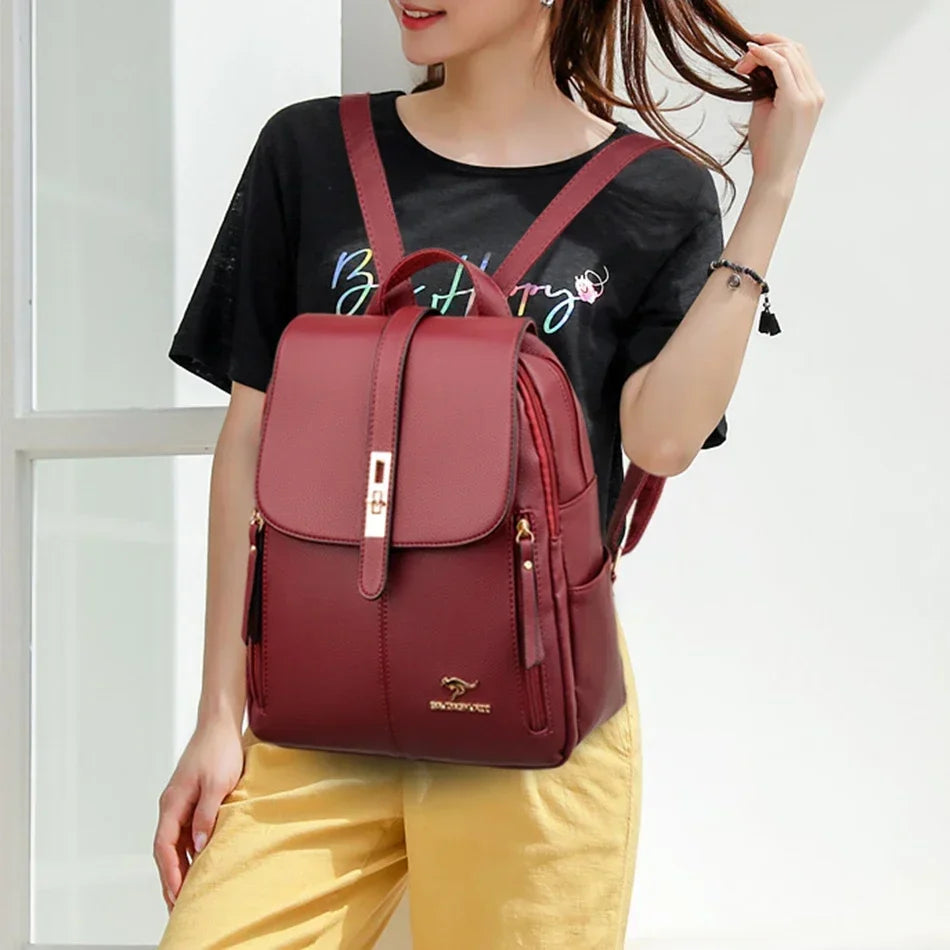 Vintage Leather Backpack for Women
