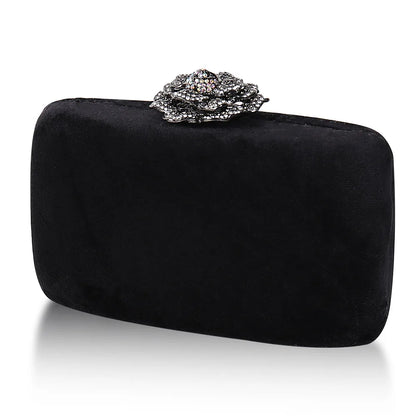 Diamonds Flower Velvet Evening Bag