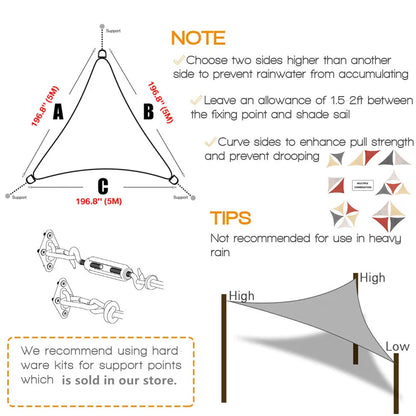 Waterproof Triangle Sun Shade Sail