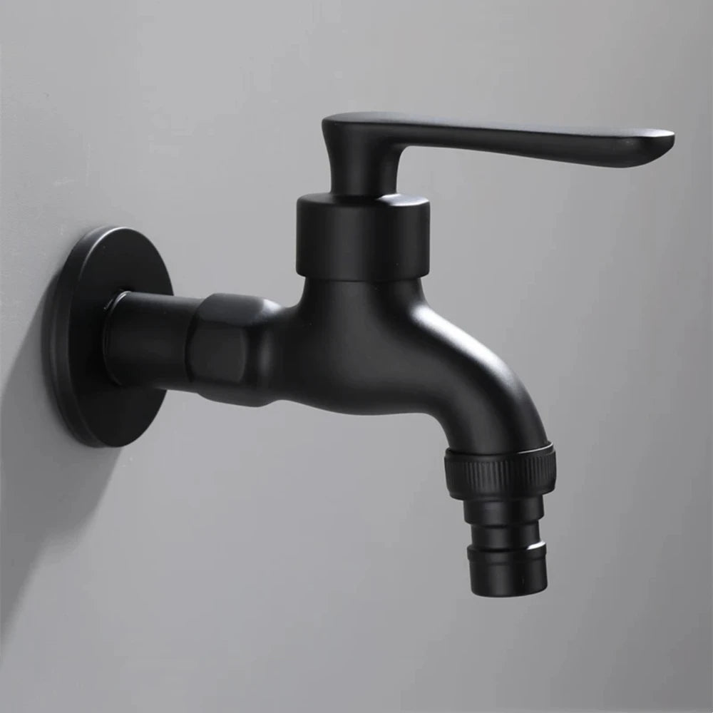Black Wall Mounted Washing Machine Tap