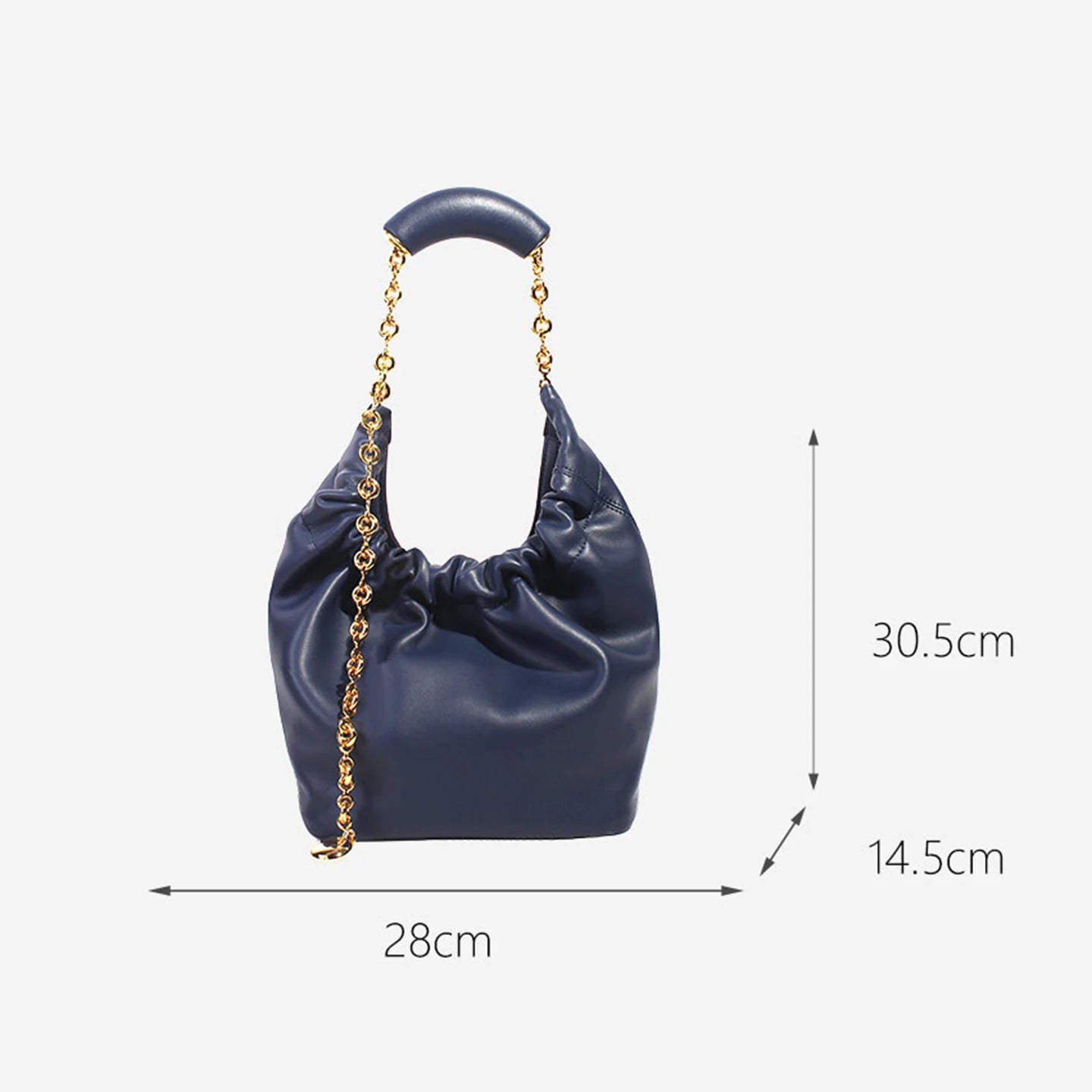 Genuine Leather Cloud Bucket Shoulder Bag