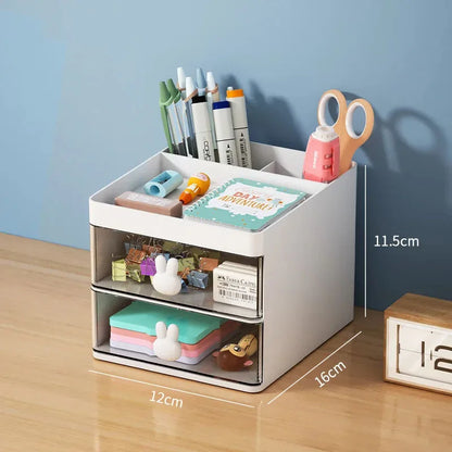 Small Desktop Organizer with Drawers & Storage Box