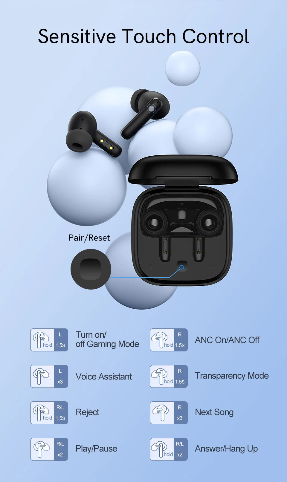 Bluetooth 5.3 Noise Cancelling Earphones with 30-Hour Battery