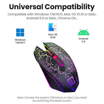 Silent RGB Wireless Gaming Mouse with Type-C Charging