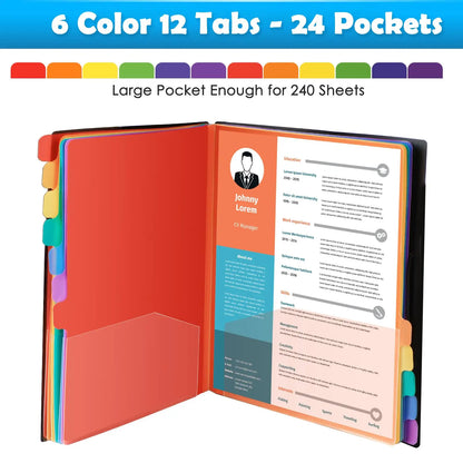 A4 Expanding File Folder with 12 Colour Tabs