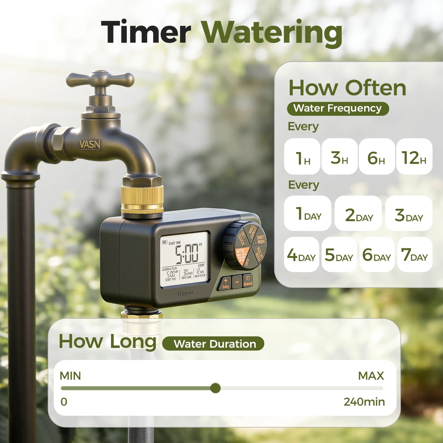 Programmable Garden Water Timer with Brass Fittings