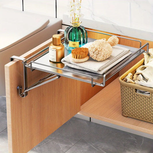Stainless Steel Foldable Cabinet Door Storage Shelf