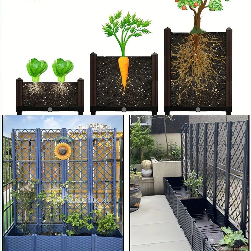 Raised Garden Planter Box with Climbing Trellis