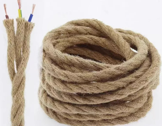 Vintage Hemp Rope 3-Core Electrical Cable